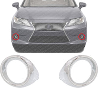 Set Of 2 Front Fog Light Molding Chrome Right Passenger & Left Driver Side Direct Replacement Compatible With 2013-2015 Lexus ES300h / ES350 LX1039104 LX1038104 8148133040 8148233050