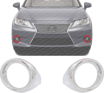 Set Of 2 Front Fog Light Molding Chrome Right Passenger & Left Driver Side Direct Replacement Compatible With 2013-2015 Lexus ES300h / ES350 LX1039104 LX1038104 8148133040 8148233050
