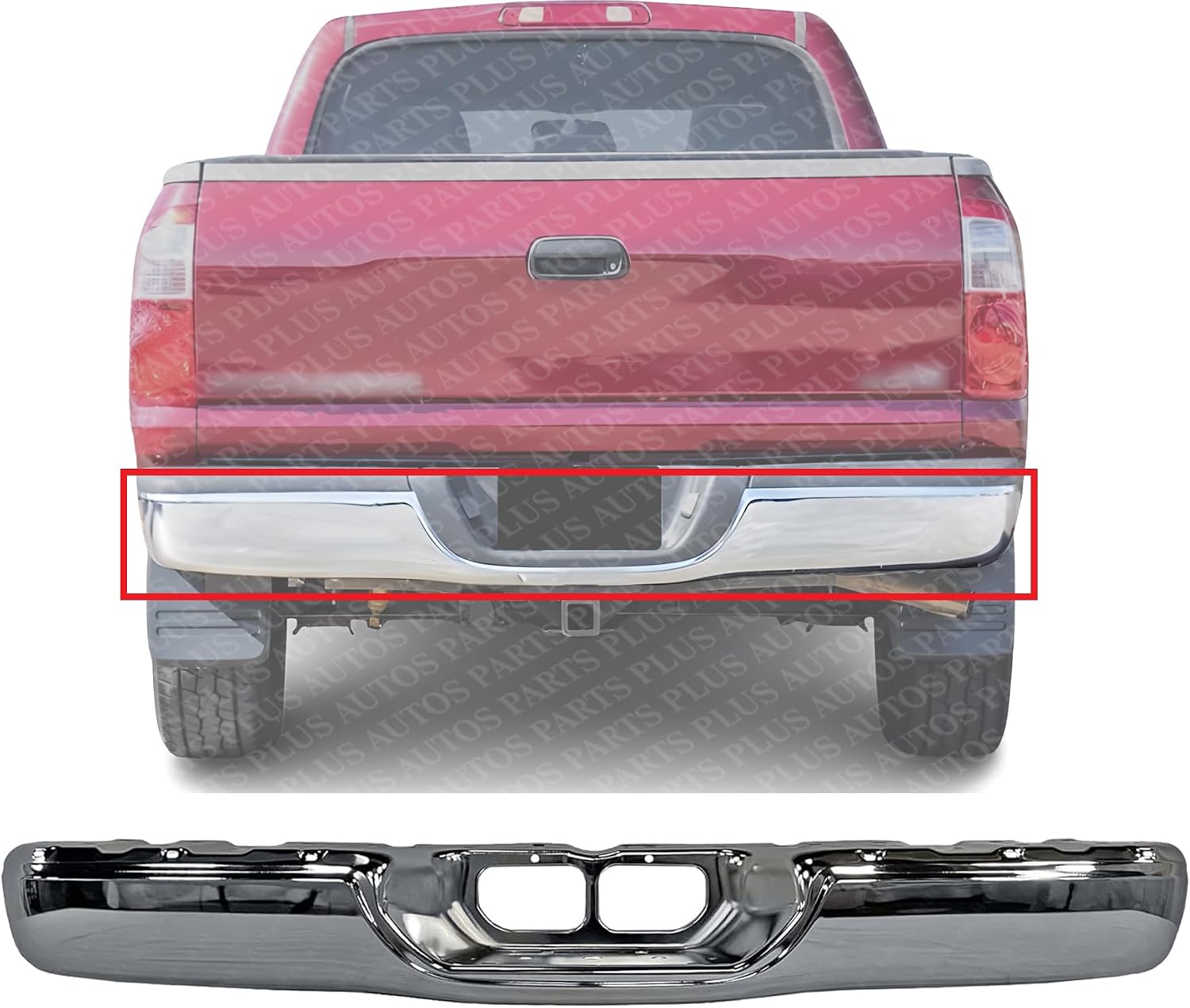 Rear Step Bumper Face Bar Chrome Steel Direct Replacement Compatible With 2000-2006 Toyota Tundra TO1102229 521510C021