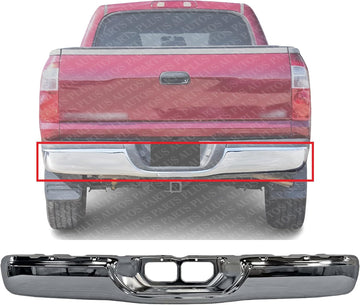 Rear Step Bumper Face Bar Chrome Steel Direct Replacement Compatible With 2000-2006 Toyota Tundra TO1102229 521510C021