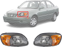 Set Of 2 Front Headlight Assembly Right Passenger & Left Driver Side Direct Replacement Compatible With 2003-2006 Hyundai Accent HY2503128 HY2502128 9210225550 9210125550