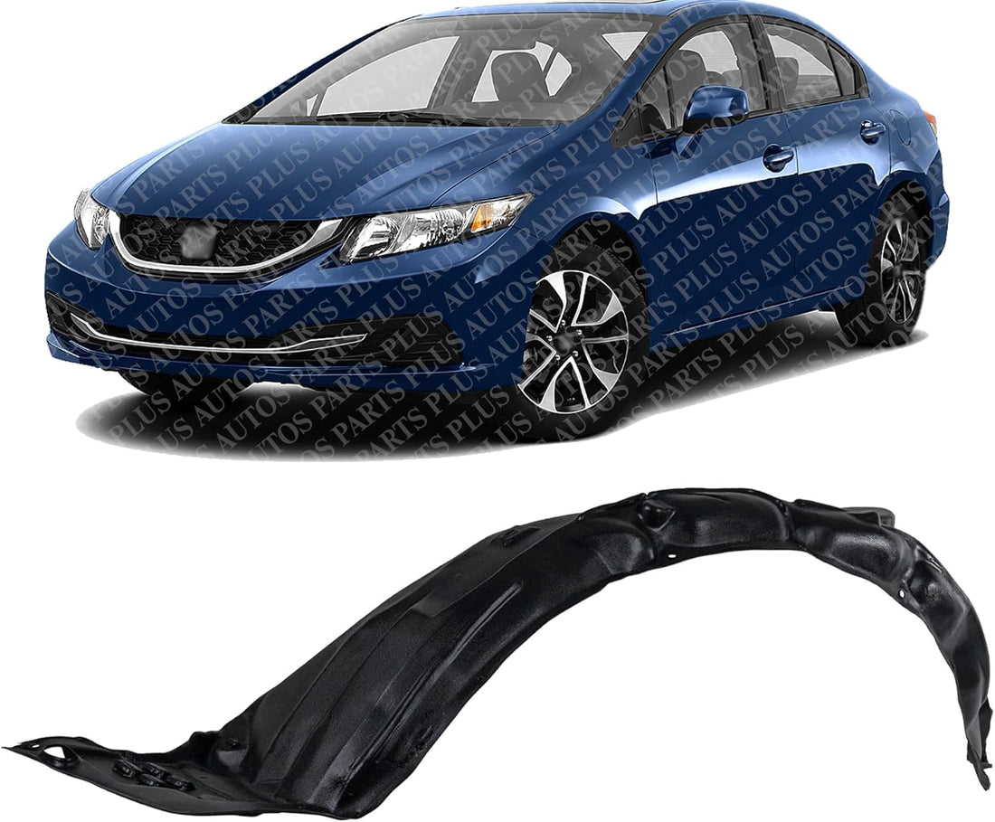 Front Fender Liner Left Driver Side Direct Replacement Compatible With 2012-2015 Honda Civic HO1248142 HO1248166 HO1248167 HO1248145 74151TS8A00 74151TS8A20 74151T