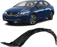 Front Fender Liner Left Driver Side Direct Replacement Compatible With 2012-2015 Honda Civic HO1248142 HO1248166 HO1248167 HO1248145 74151TS8A00 74151TS8A20 74151T