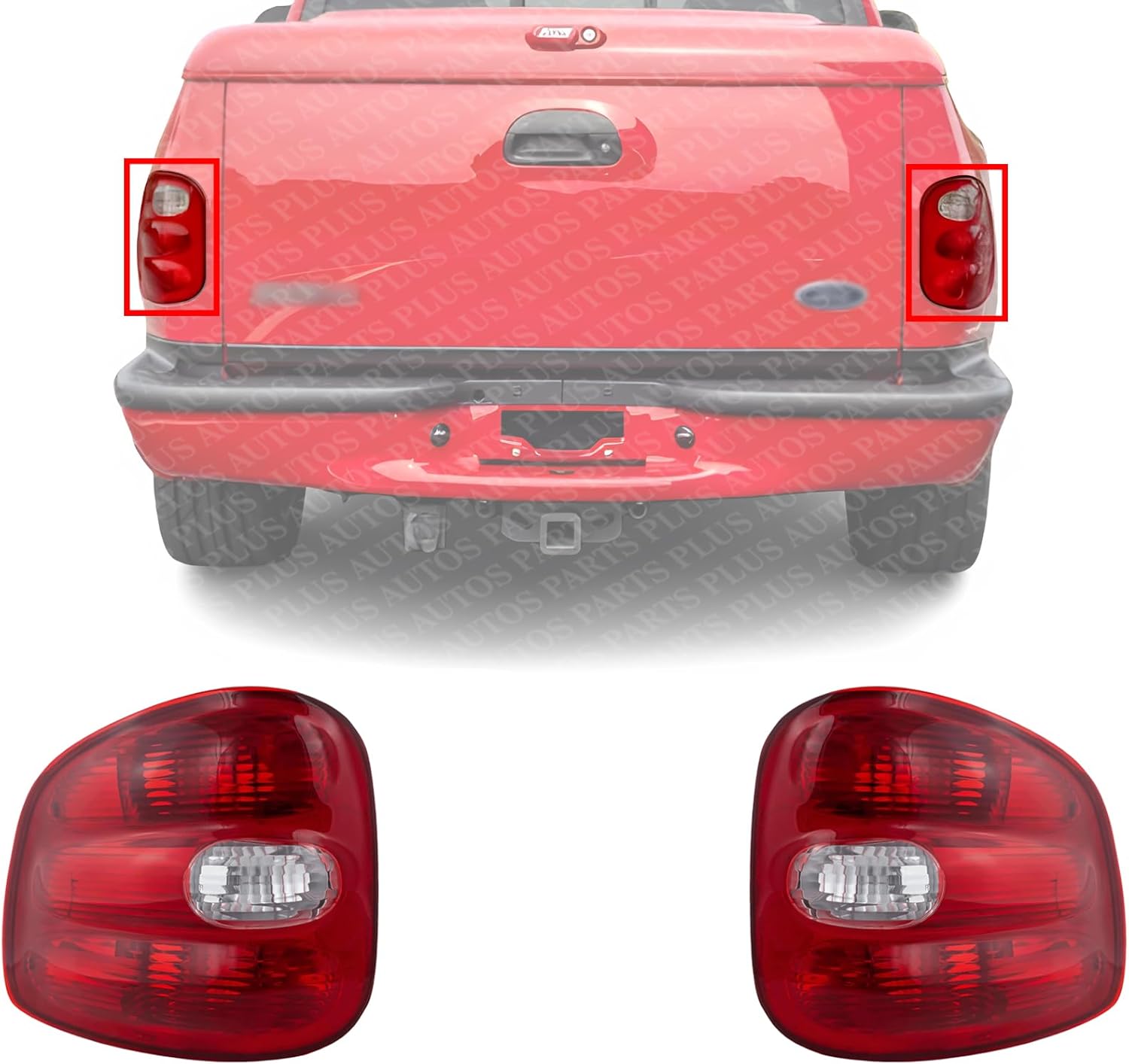 Set Of 2 Tail Light Lens And Housing Flareside Right Passenger & Left Driver Side Direct Replacement Compatible With 1997-2000 Ford F-Series FO2801135 FO2800135 F85Z13404BA