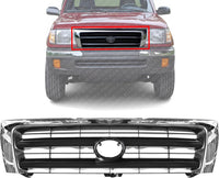 Front Grille Chrome Shell/Painted Dark Argent Insert Direct Replacement Compatible With 1998-2000 Toyota Tacoma TO1200213 5310004100