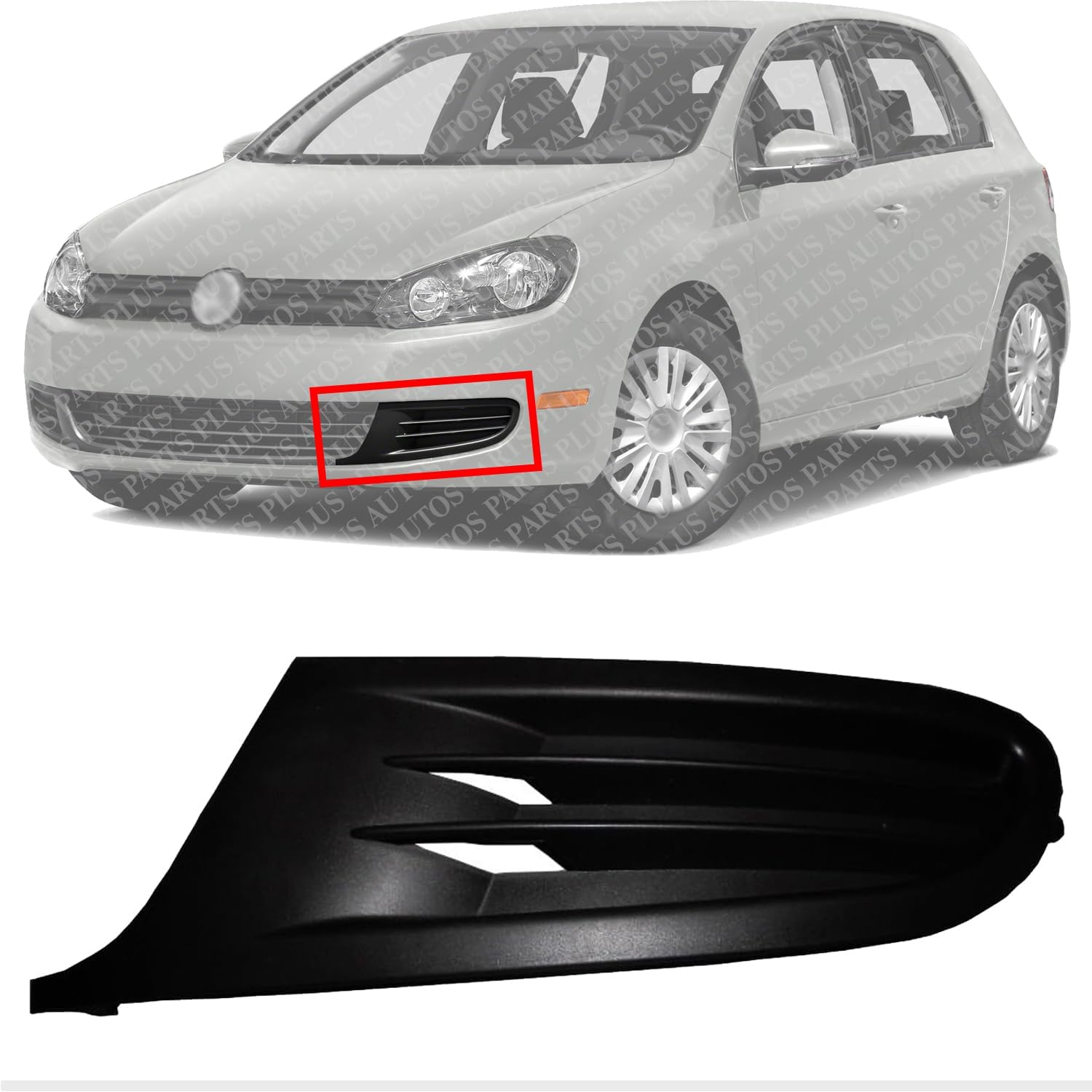AUTOS PARTS PLUS Front Fog Light Cover Textured Dark Gray Left Driver Side Direct Replacement Compatible With 2010-2014 Volkswagen Golf VW1038118 5K0853665A9B9