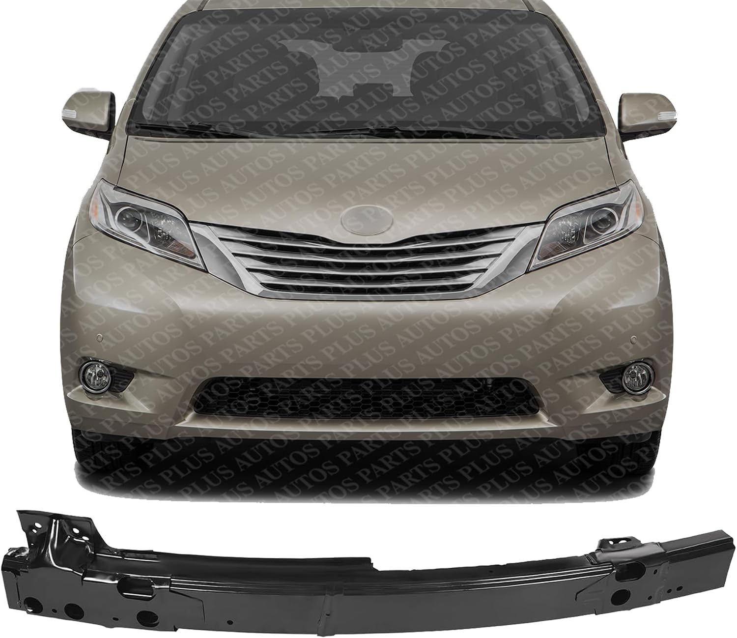 Front Bumper Reinforcement Steel Direct Replacement Compatible With 2015-2020 Toyota Sienna TO1006250 TO1006251 5202108030 5202108040