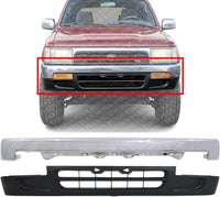 Front Bumper Face Bar Chrome Steel + Lower Valance Primed Direct Replacement Compatible With 1992-1995 Toyota 4Runner SR5 TO1002131 TO1095170 5210135170 5390135050