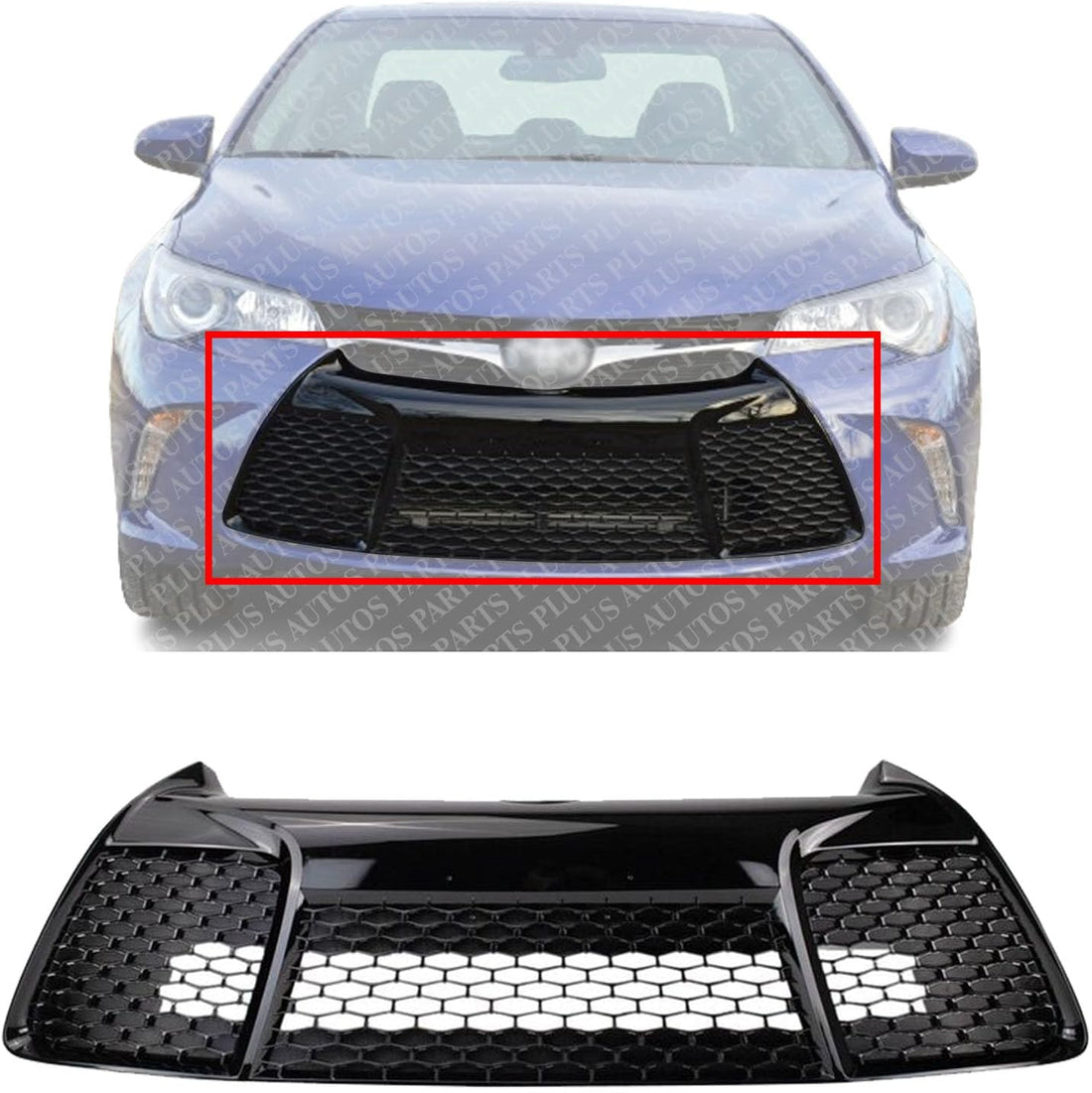 Front Bumper Grille Black Plastic Direct Replacement Compatible With 2015-2017 Toyota Camry TO1036156 5311206280