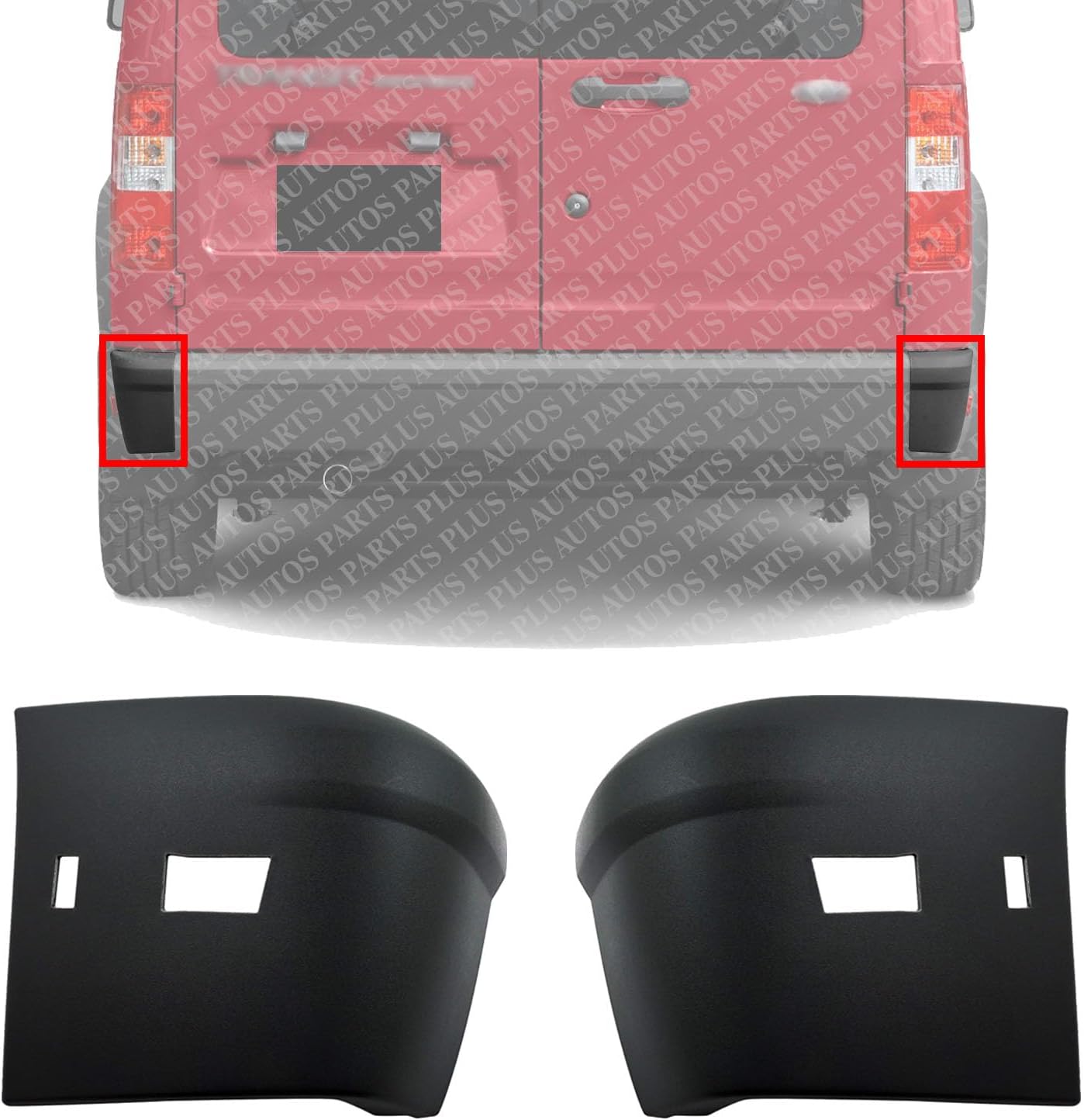 Set Of 2 Rear Bumper End Cap Textured Left Driver & Right Passenger Side Direct Replacement Compatible With 2010-2013 Ford Transit Connect FO1105133 FO1104133 9T1Z17F774CA