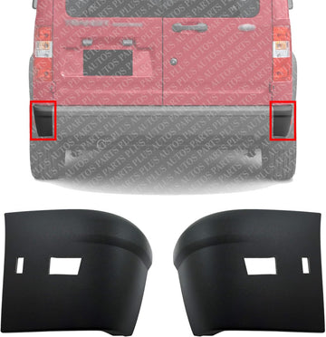 Set Of 2 Rear Bumper End Cap Textured Left Driver & Right Passenger Side Direct Replacement Compatible With 2010-2013 Ford Transit Connect FO1105133 FO1104133 9T1Z17F774CA