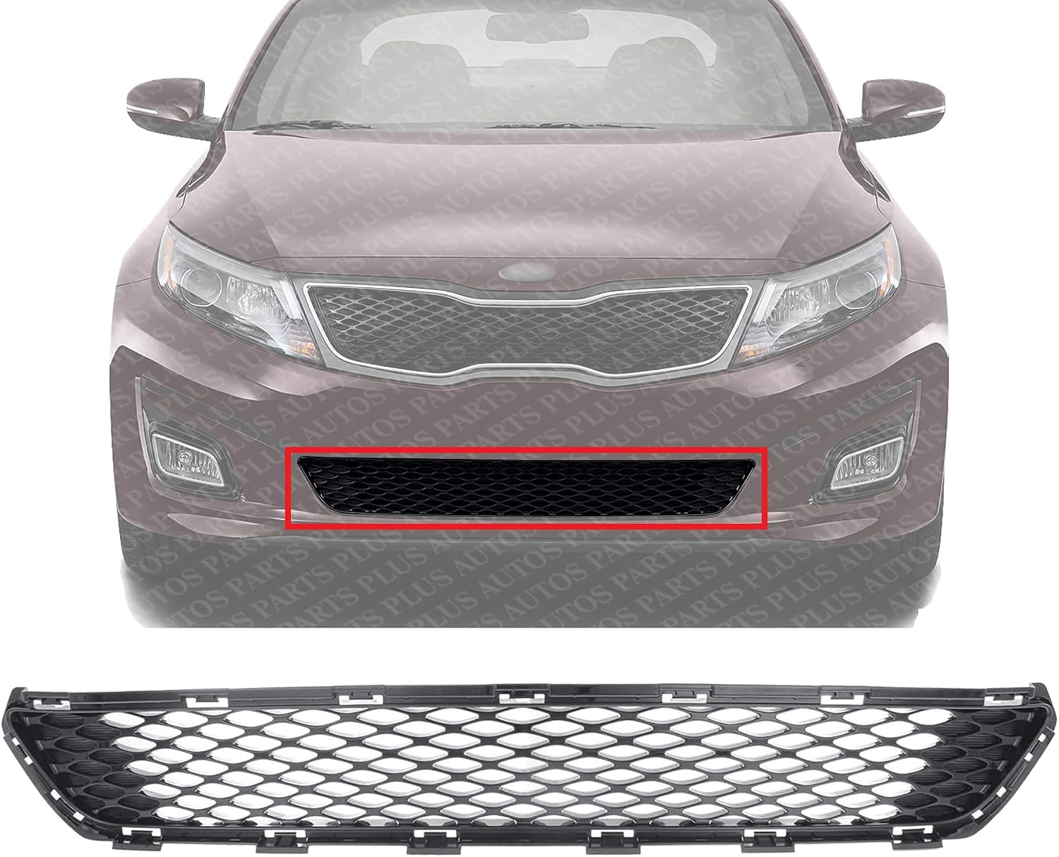 Front Bumper Grille Primed Plastic Direct Replacement Compatible With 2014-2015 Kia Optima KI1036122 865614C500