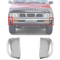 Front Bumper End Caps Chrome Steel Left Driver & Right Passenger Side Direct Replacement Compatible With 1993-1996 Nissan Pickup NI1005134 NI1004133 6201655G00 6201755G00