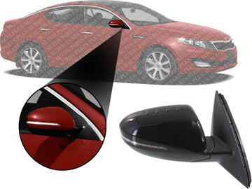 Front Power Mirror Manual Folding Non-Heated Primed Right Passenger Side Direct Replacement Compatible With 2011-2013 Kia Optima KI1321152 876202T110