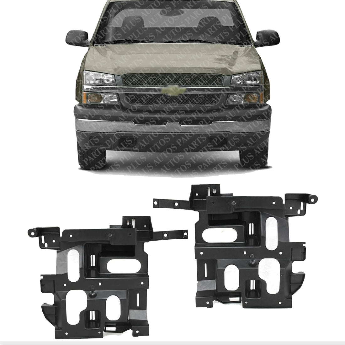 Front Set of 2 Head Lamp Support Bracket Left & Right Side Direct Replacement Compatible with 2002-2006 Chevrolet Avalanche 1500 / 2003-2006 Silverado 2500HD 3500 GM1221131