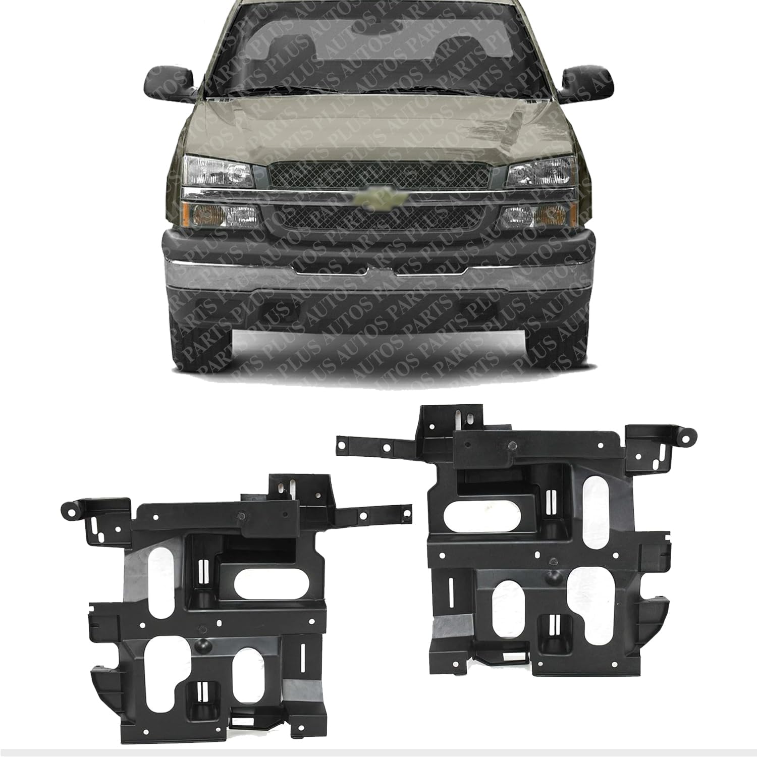 Front Set of 2 Head Lamp Support Bracket Left & Right Side Direct Replacement Compatible with 2002-2006 Chevrolet Avalanche 1500 / 2003-2006 Silverado 2500HD 3500 GM1221131
