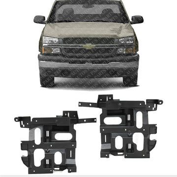 Front Set of 2 Head Lamp Support Bracket Left & Right Side Direct Replacement Compatible with 2002-2006 Chevrolet Avalanche 1500 / 2003-2006 Silverado 2500HD 3500 GM1221131