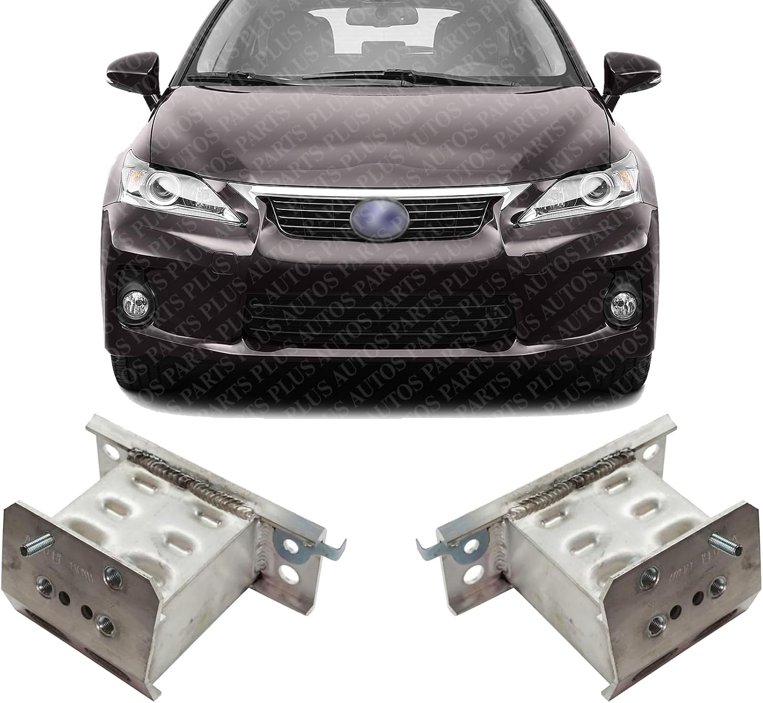 Set of 2 Front Bumper Reinforcement Bracket Aluminum Left Driver & Right Passenger Side Direct Replacement Compatible with 2011-2017 Lexus CT200h LX1067105 LX1066105