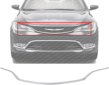 Front Grille Molding Chrome Plastic Direct Replacement Compatible With 2015-2017 Chrysler 200 CH1210119 68202984AB