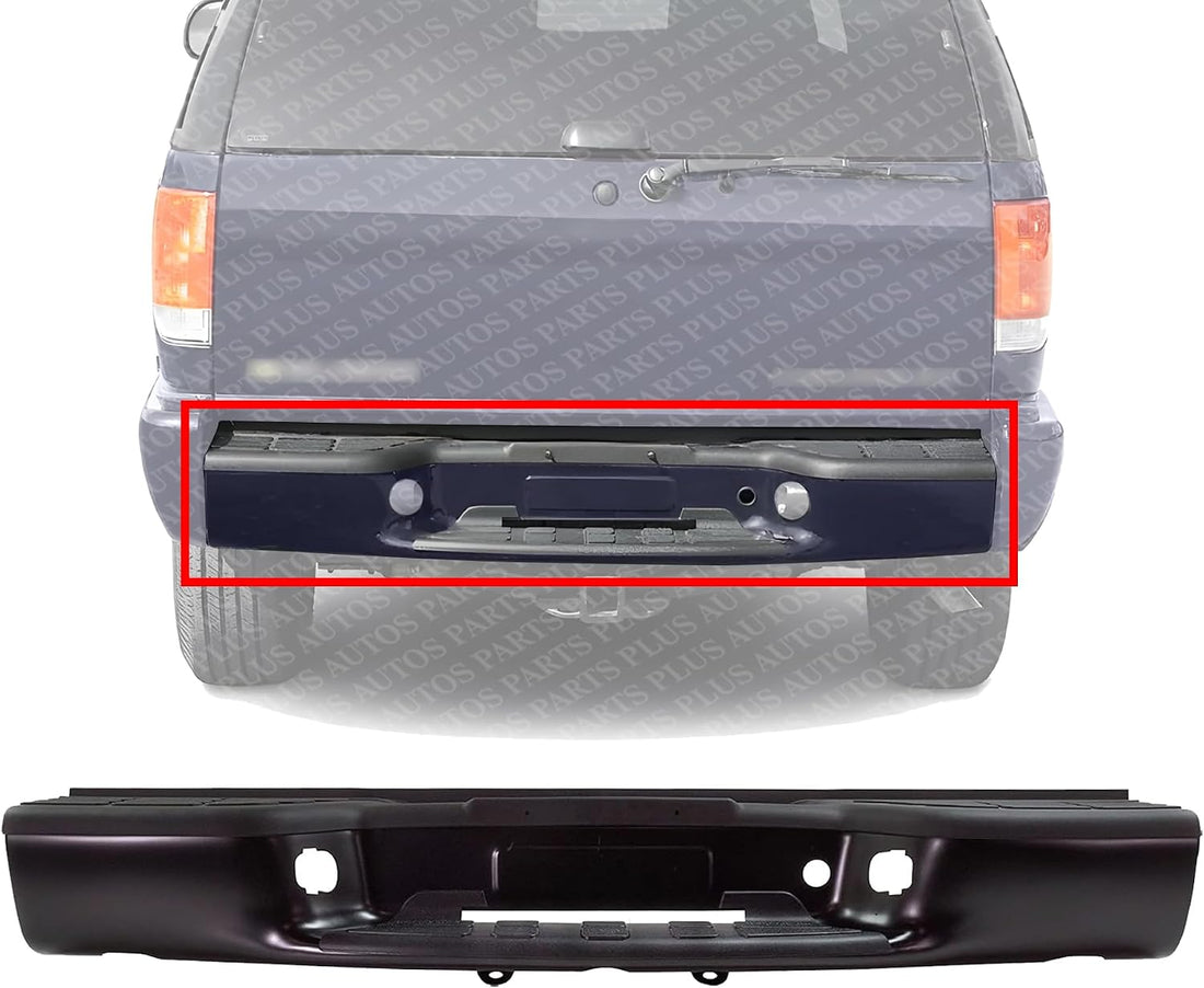Step Bumper Face Bar & Pad Without Mounting Bracket Primed Direct Replacement Compatible With 1998-2005 GMC Jimmy GM1101107 GM1100107
