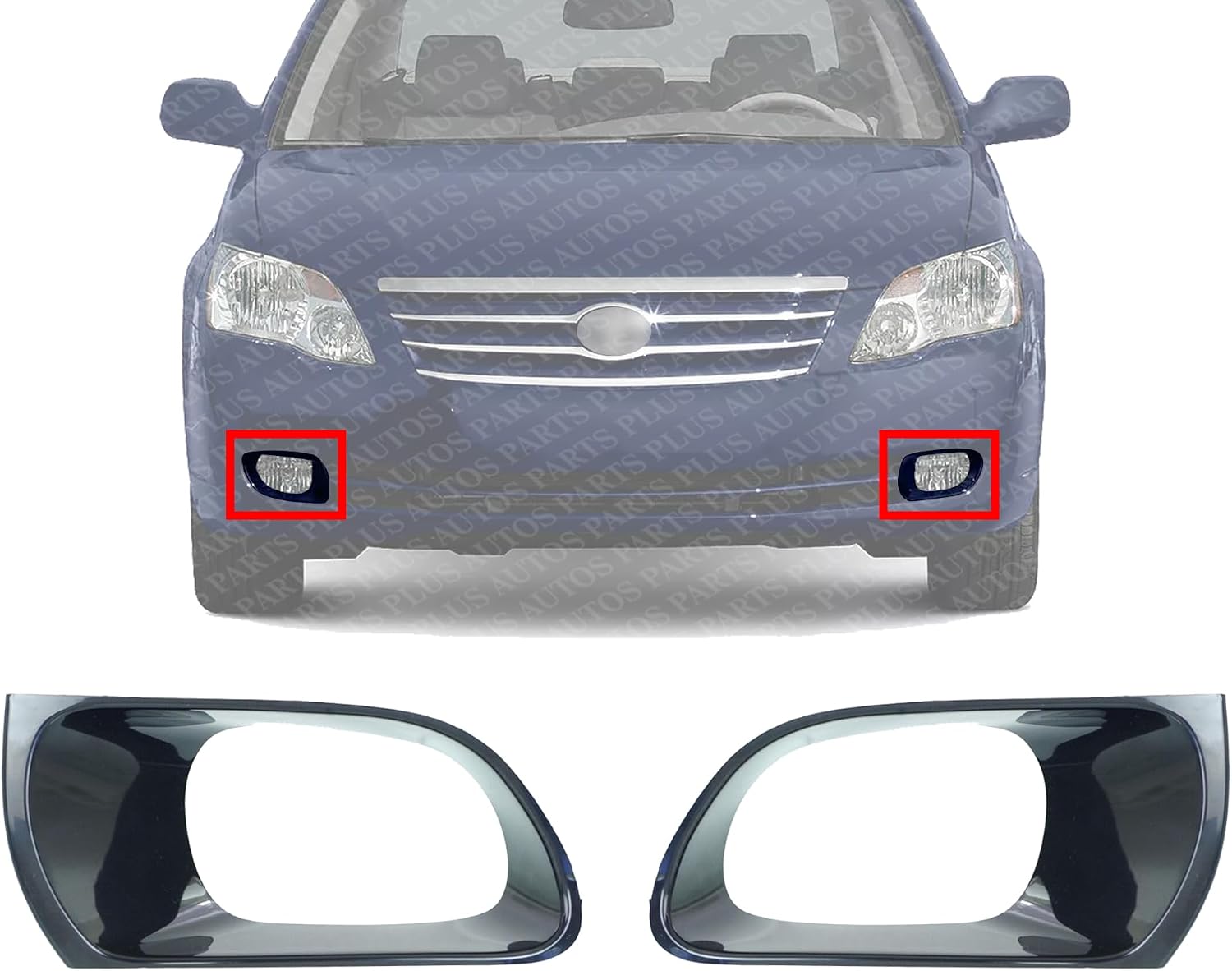 Set Of 2 Front Fog Light Molding Primed Left Driver & Right Passenger Side Direct Replacement Compatible With 2005-2007 Toyota Avalon TO1038122 TO1039122 52127AC901 52129AC901