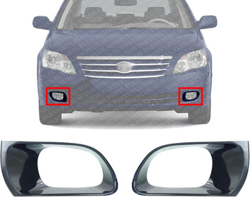 Set Of 2 Front Fog Light Molding Primed Left Driver & Right Passenger Side Direct Replacement Compatible With 2005-2007 Toyota Avalon TO1038122 TO1039122 52127AC901 52129AC901