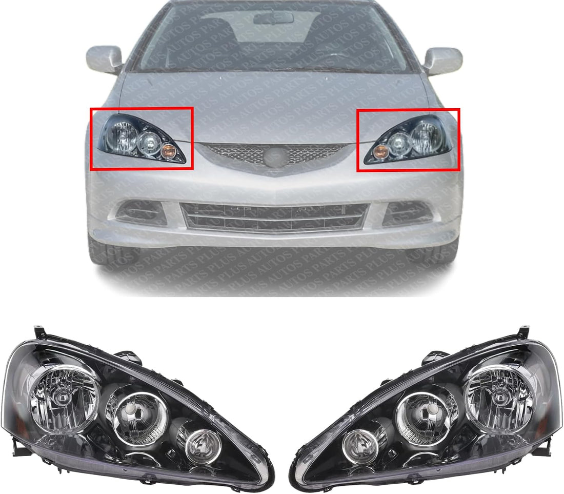 Set Of 2 Front Headlight Lens And Housing Right Passenger & Left Driver Side Direct Replacement Compatible With 2005-2006 Acura RSX AC2518108 AC2519108 33151S6MA51 33101S6MA51