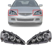 Set Of 2 Front Headlight Lens And Housing Right Passenger & Left Driver Side Direct Replacement Compatible With 2005-2006 Acura RSX AC2518108 AC2519108 33151S6MA51 33101S6MA51