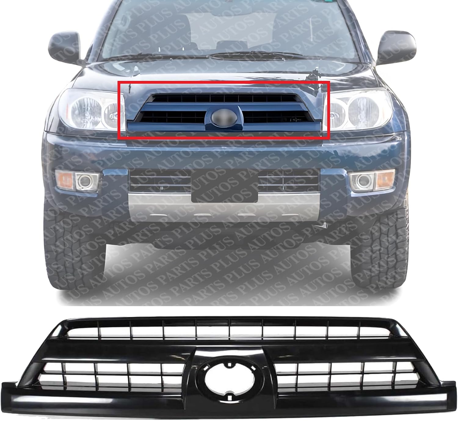 Front Grille Assembly Textured Shell And Insert Plastic Direct Replacement Compatible With 2003-2005 Toyota 4Runner TO1200261 5310035860C0