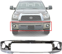 Front Bumper Steel Chrome With Park Assist Sensor Holes Direct Replacement Compatible With 2007-2013 Toyota Tundra TO1002181 521110C901