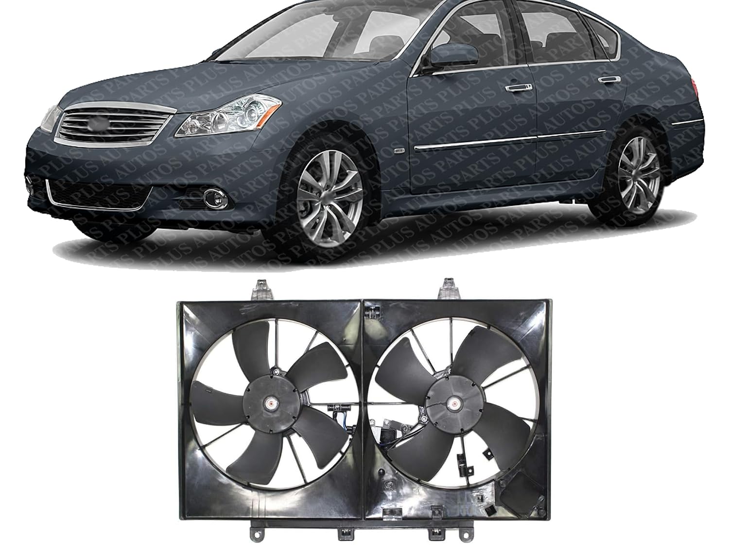 Front Dual Fan Assembly Direct Replacement Compatible with 2006-2008 Infiniti M35 / 2006-2010 M45 IN3115105 21481EH11B B1481EH11B