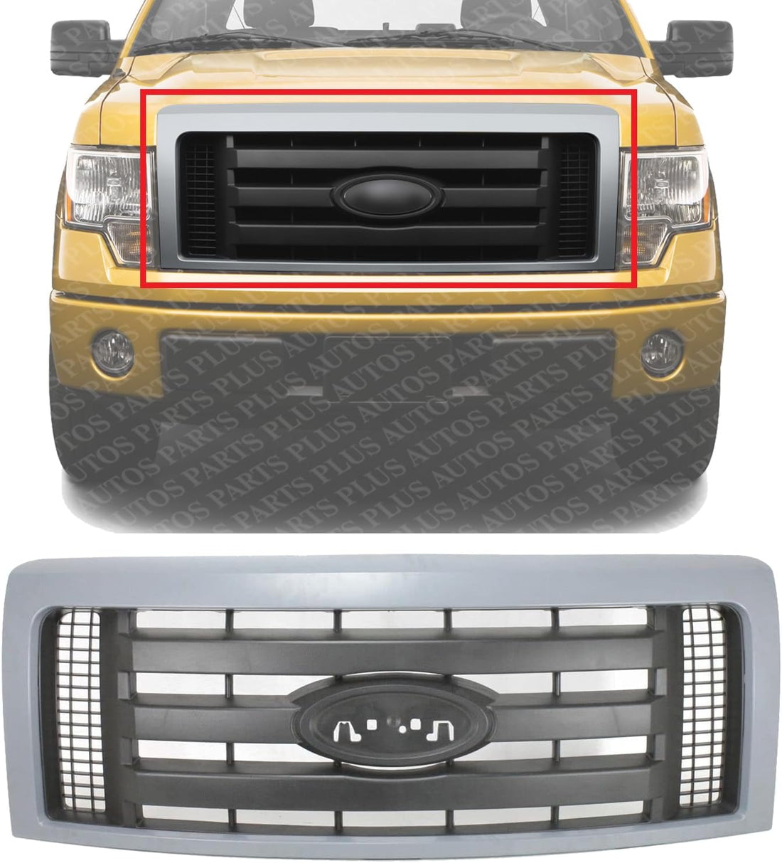 Front Grille Assembly Gray Shell With Textured Insert Plastic Direct Replacement Compatible With 2009-2014 Ford F-150 FO1200512 9L3Z8200BPTM