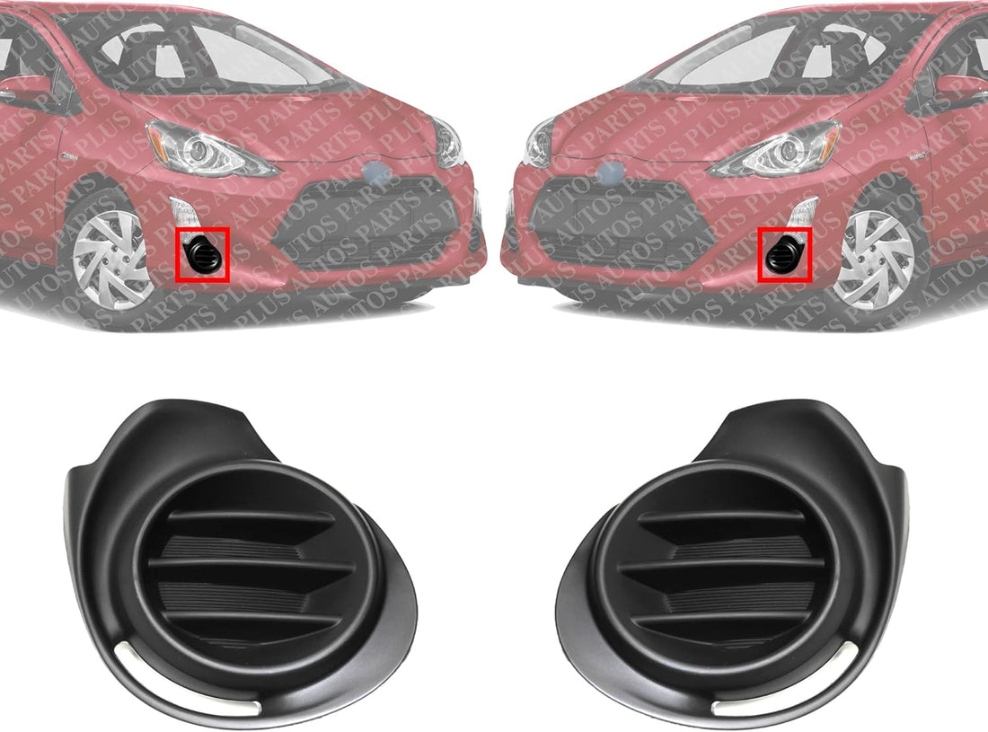 Set Of 2 Front Fog Light Covers Textured Left Driver & Right Passenger Side Direct Replacement Compatible With 2015 Toyota Prius TO1039184 TO1038184 8148152610 8148252520