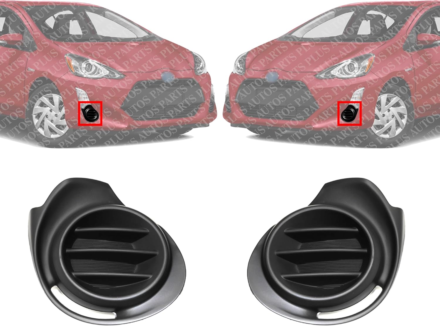 Set Of 2 Front Fog Light Covers Textured Left Driver & Right Passenger Side Direct Replacement Compatible With 2015 Toyota Prius TO1039184 TO1038184 8148152610 8148252520
