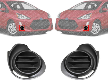 Set Of 2 Front Fog Light Covers Textured Left Driver & Right Passenger Side Direct Replacement Compatible With 2015 Toyota Prius TO1039184 TO1038184 8148152610 8148252520