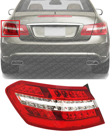 Tail Light Outer Assembly Left Driver Side Direct Replacement Compatible With 2010-2013 Mercedes Benz E-Class MB2804106 2129060758
