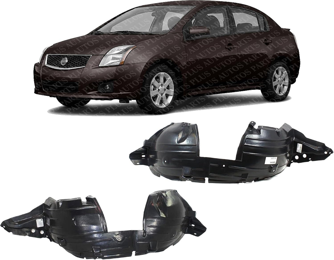Set Of 2 Front Fender Liner Plastic Left Driver & Right Passenger Side Direct Replacement Compatible With 2007-2012 Nissan Sentra NI1249116 NI1248116 63840ET80A 63841ET80A