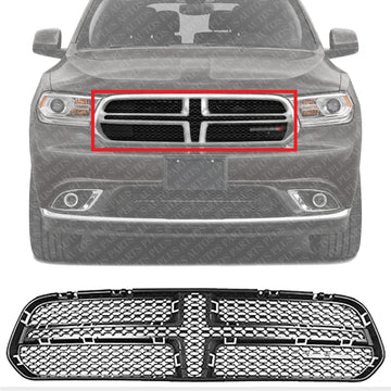 Front Grille Insert Textured With Chrome Trim Direct Replacement Compatible With 2014-2020 Dodge Durango CH1202104 5113713AB