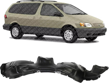 Front Fender Liner Right Passenger Side Direct Replacement Compatible With 1998-2003 Toyota Sienna TO1249105 5387508010