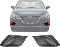 Set Of 2 Front Fog Light Cover Textured Plastic Left Driver & Right Passenger Side Direct Replacement Compatible With 2014-2016 Mazda 3 / Sport MA1039122 MA1038122