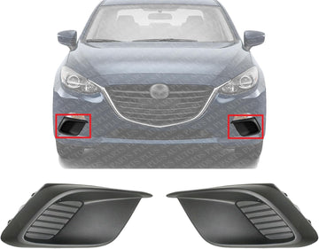Set Of 2 Front Fog Light Cover Textured Plastic Left Driver & Right Passenger Side Direct Replacement Compatible With 2014-2016 Mazda 3 / Sport MA1039122 MA1038122
