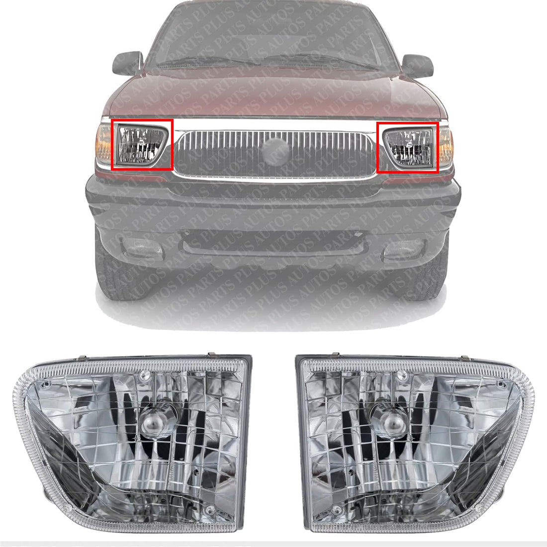 Set Of 2 Front Headlight Assembly Right Passenger & Left Driver Side Direct Replacement Compatible With 1998-2001 Mercury Mountaineer FO2502189 FO2503189 F87Z13008BF F87Z13008AF