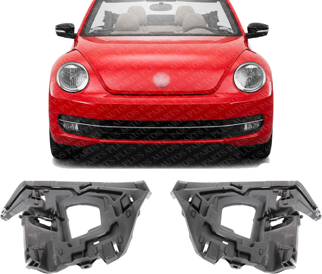 Set of 2 Front Head Light Bracket Plastic Left Driver & Right Passenger Side Direct Replacement Compatible with 2018-2019 Volkswagen Beetle VW2509102 VW2508102 5C5941054B 5C5941053B