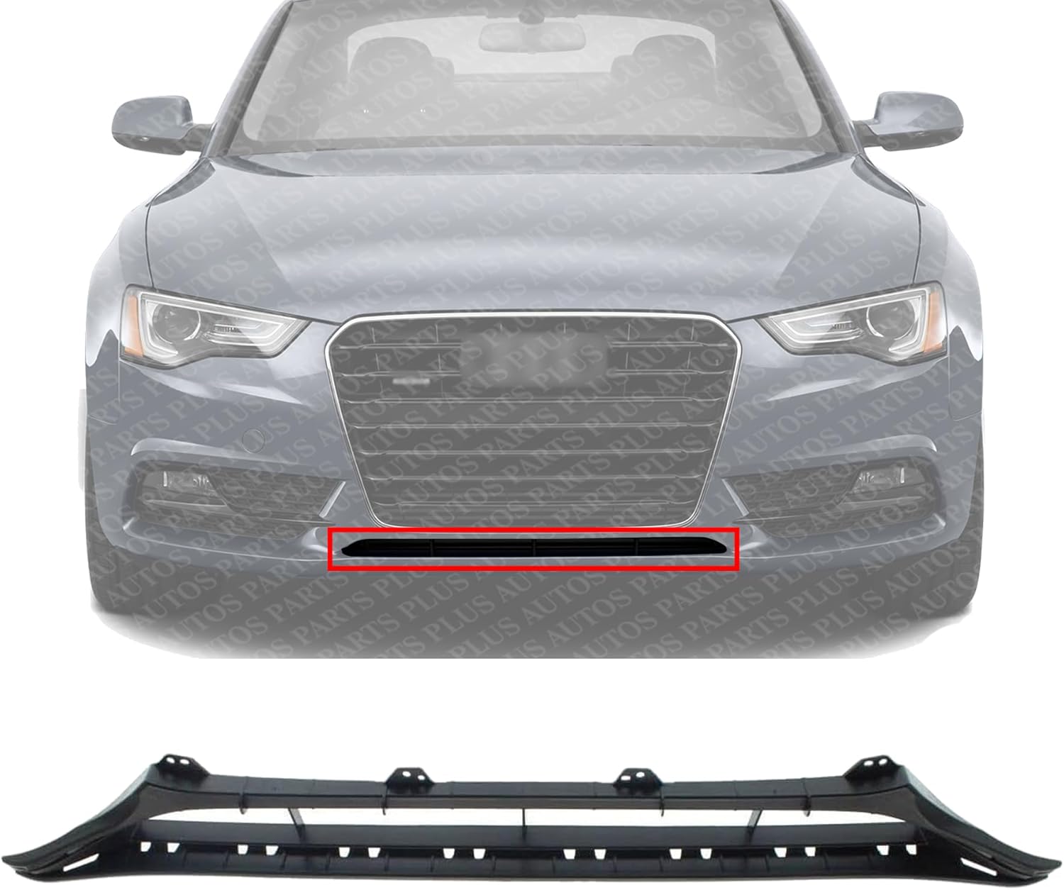 Front Center Bumper Grille Plastic Direct Replacement Compatible With 2013-2017 Audi A5 / 2012-2017 S5 T0807647A01C AU1036109