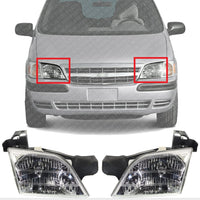 Set Of 2 Front Head Light Assembly Left Driver & Right Passenger Side Direct Replacement Compatible With 1997-2005 Chevrolet Venture GM2503175 GM2502175 10368389 10368388