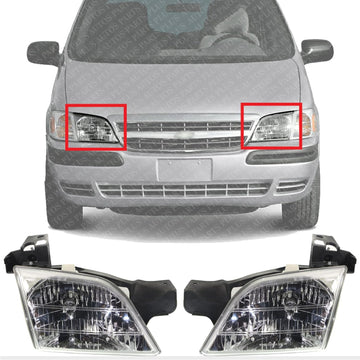 Set Of 2 Front Head Light Assembly Left Driver & Right Passenger Side Direct Replacement Compatible With 1997-2005 Chevrolet Venture GM2503175 GM2502175 10368389 10368388