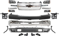 Front Bumper + Upper + Lower Valance + Grille + Moldings + Head & Signal Lights + Brackets Left & Right Side Direct Replacement Compatible With 2003-2006 Chevrolet Silverado 2500HD