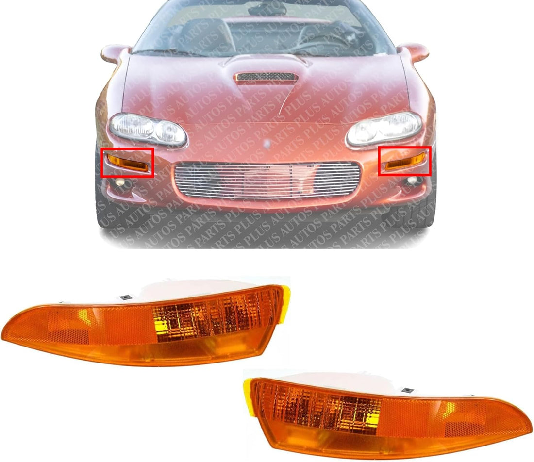 AUTOS PARTS PLUS Front Turn Signal Lights Left Driver & Right Passenger Side Direct Replacement Compatible With 1993-2002 Chevrolet Camaro GM2521146 GM2520146 5978552 5978551