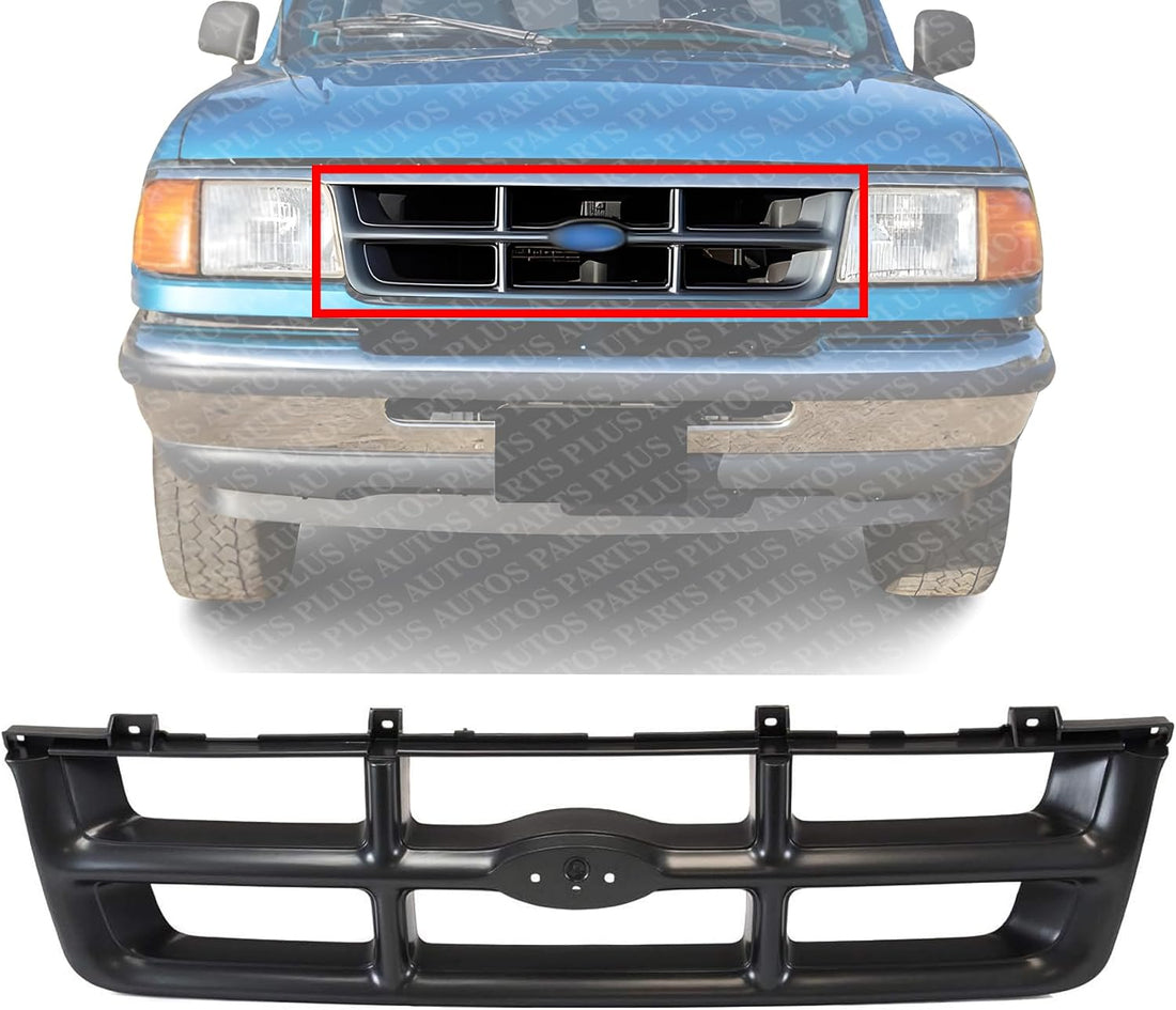 Front Grille Painted Silver Shall And Insert Without Upper Molding Direct Replacement Compatible With 1993-1994 Ford Ranger FO1200313