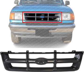 Front Grille Painted Silver Shall And Insert Without Upper Molding Direct Replacement Compatible With 1993-1994 Ford Ranger FO1200313